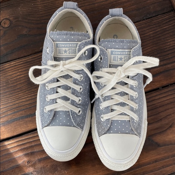 Converse Chuck Taylor Madison Low Top Blue and White Polka Dot Sneakers - Picture 3 of 8